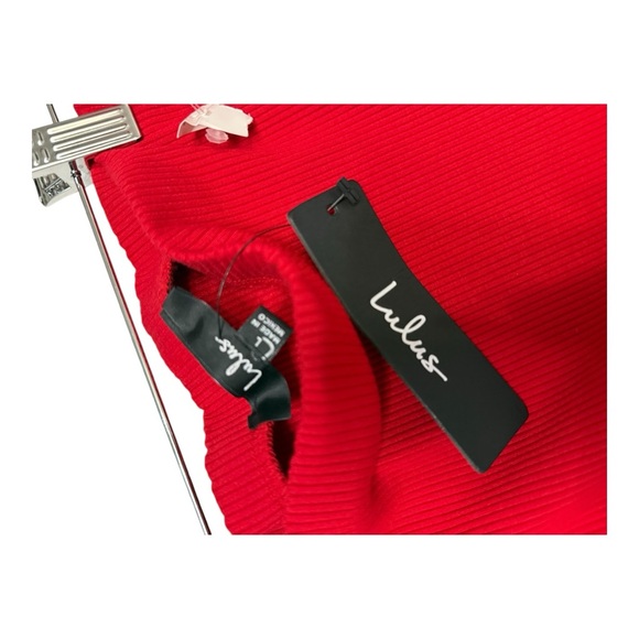 Lulu's Vibrant Red Pencil Midi Skirt Size Large - Picture 7 of 10